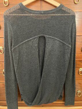 Lululemon Sweater Charcoal Gray Open Back w/ Thumb Holes